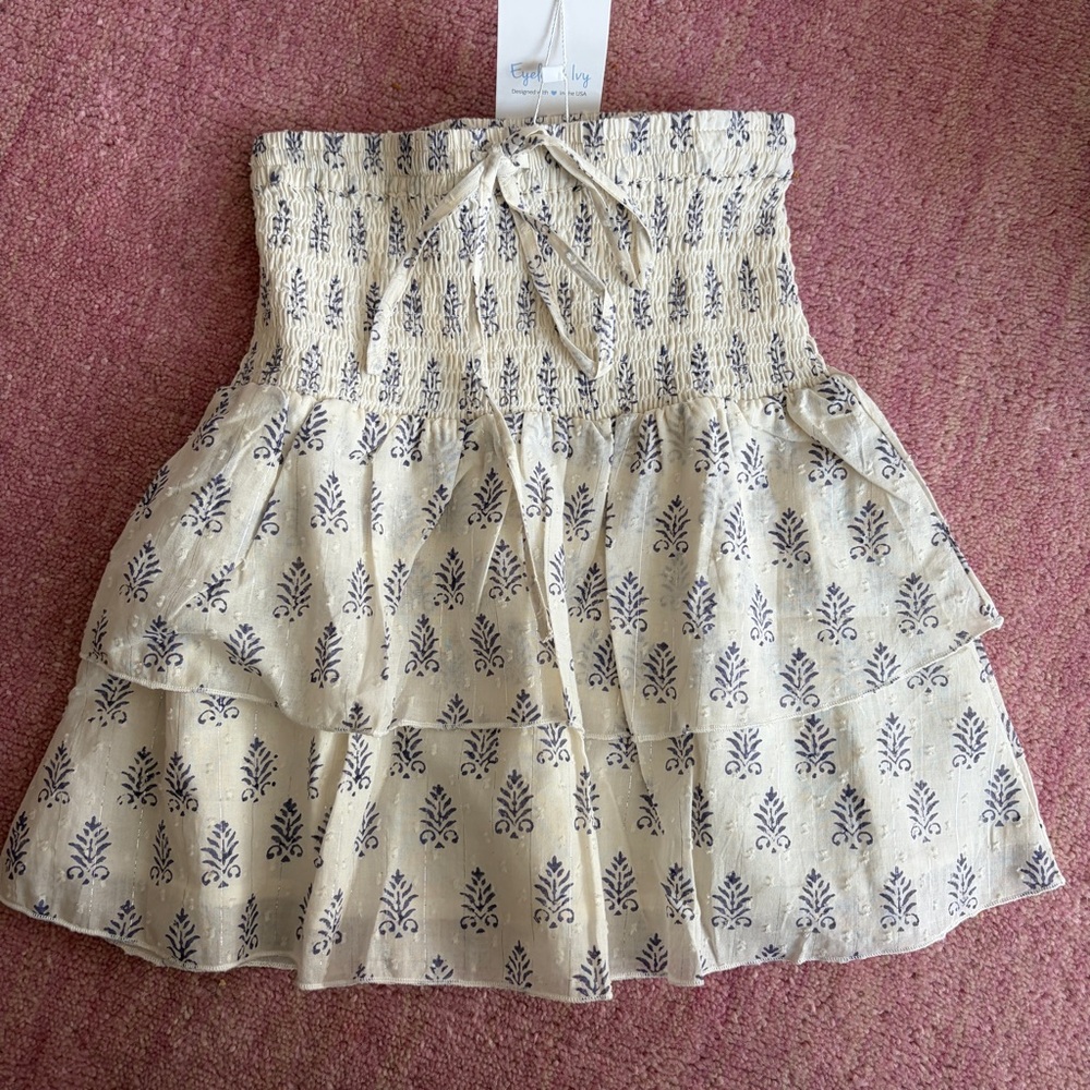 Eyelet & Ivy Girls Smocked Block Print Mini Skirt